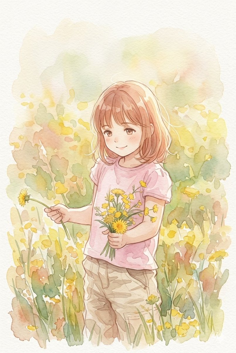 动漫水彩女孩与蝴蝶