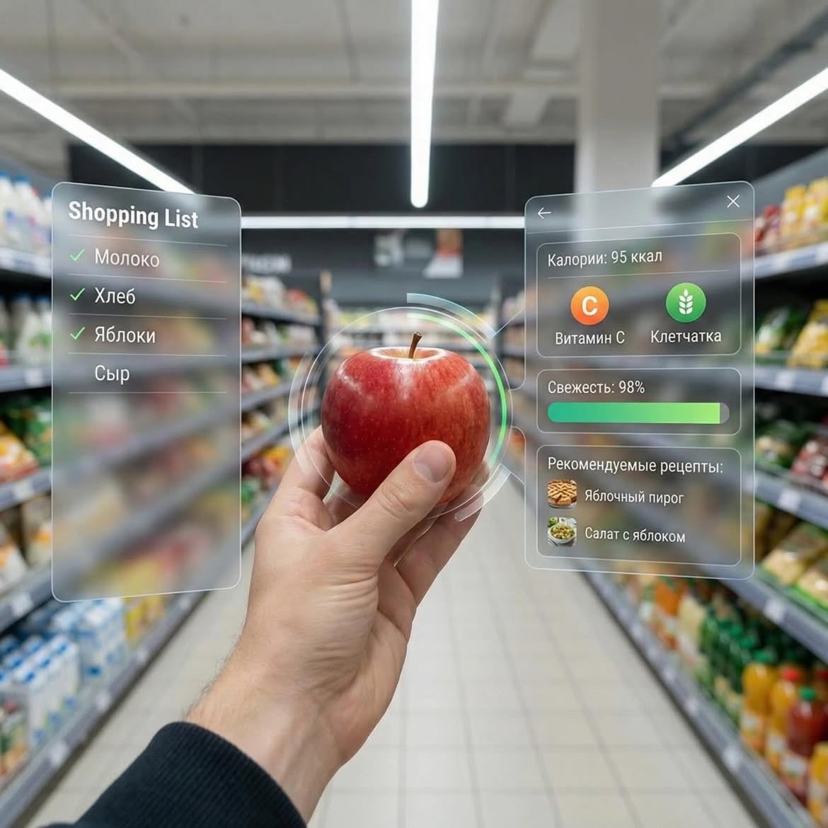食品上的增强现实 UI 叠加
