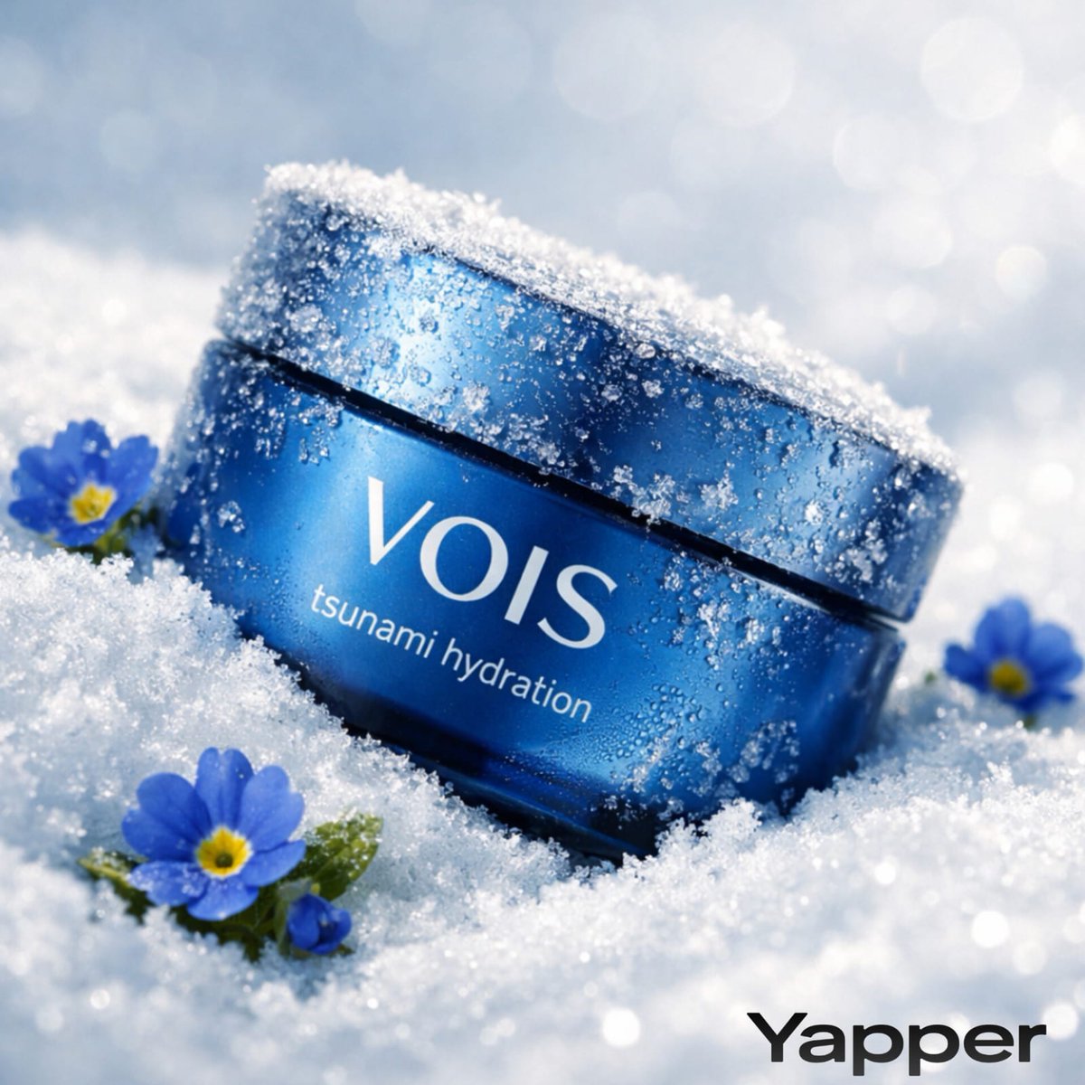 雪景中逼真的护肤品摄影