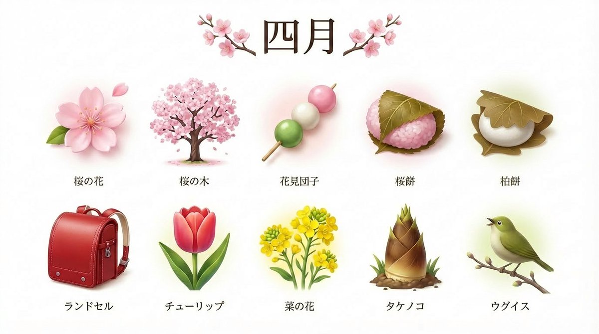 代表日本季节的 3D 图标集合