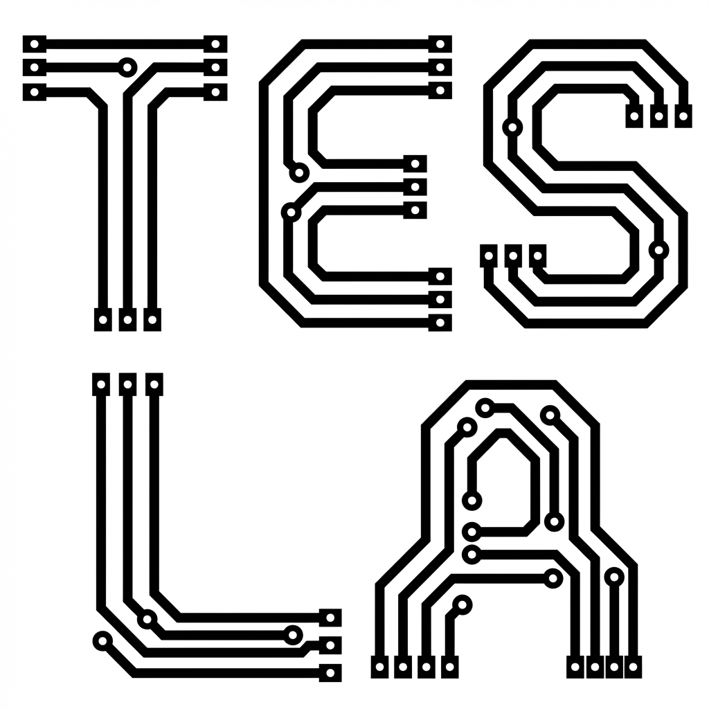 “Tesla”的 PCB 艺术字原理图