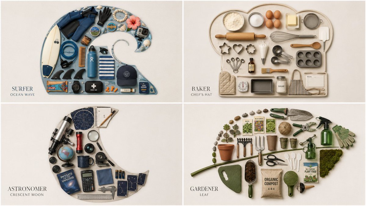 Themed Knolling Flat-Lay Grid