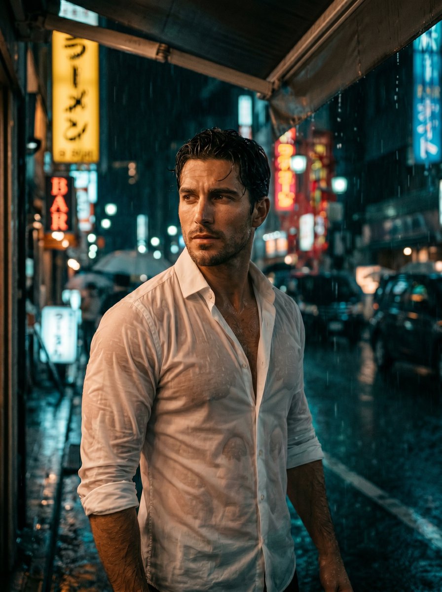 雨夜电影男性肖像