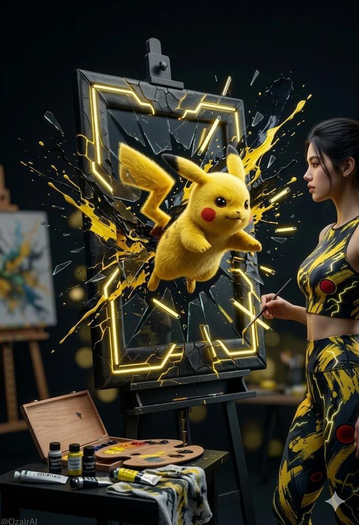 皮卡丘爆裂画布艺术